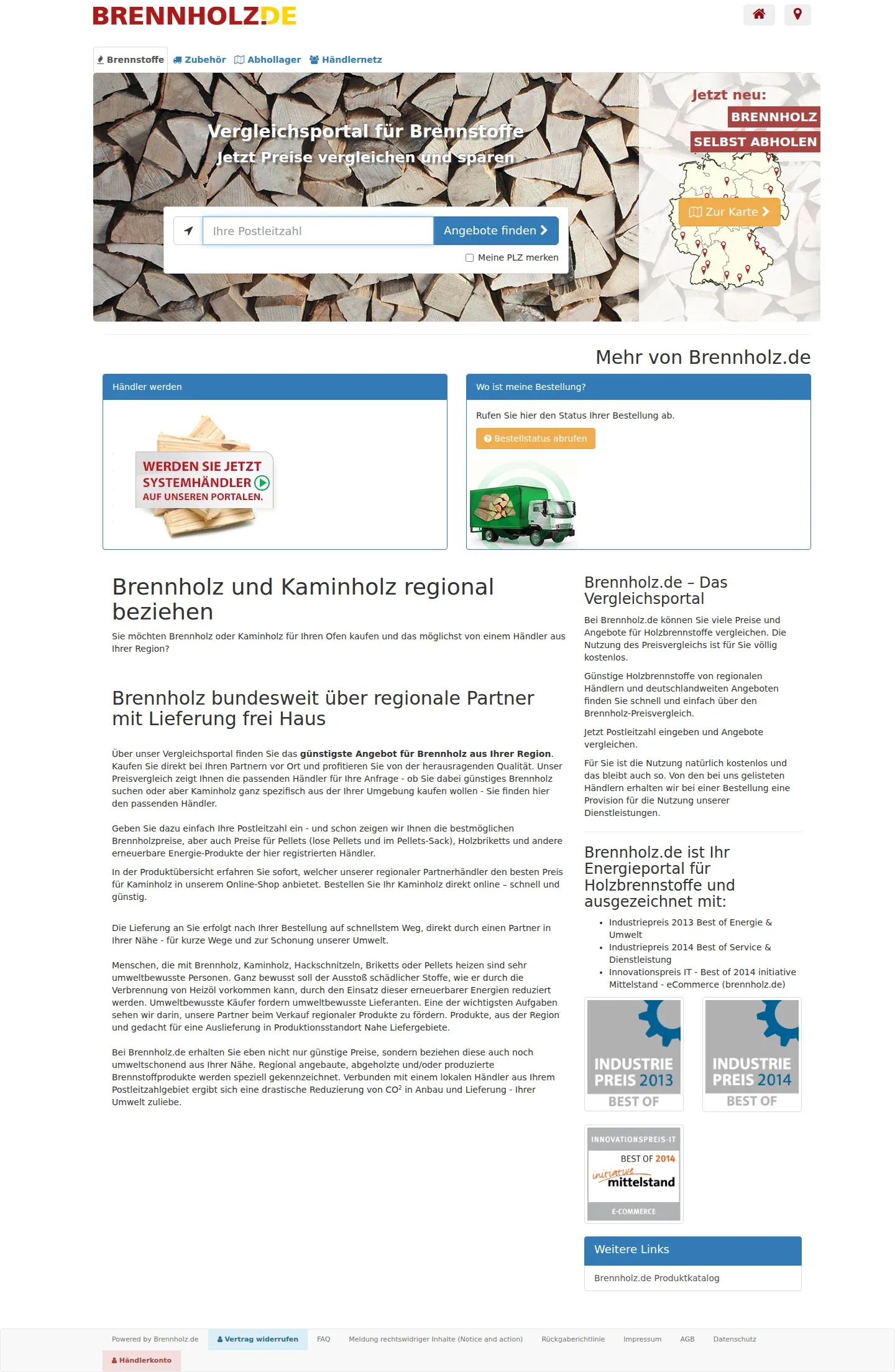 brennholz.de – Ansicht Desktop