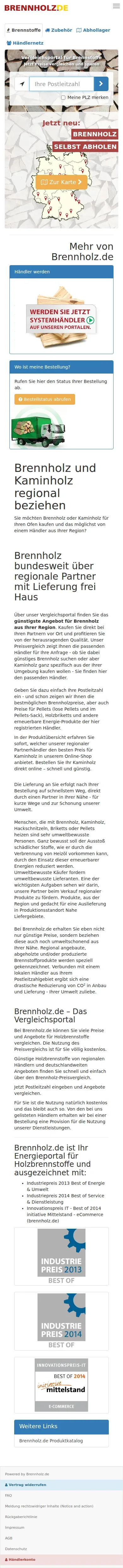 brennholz.de – Ansicht Mobil