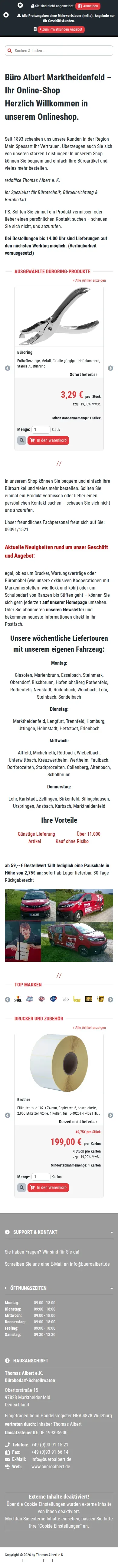 bueroalbert.brshop24.de – Ansicht Mobil