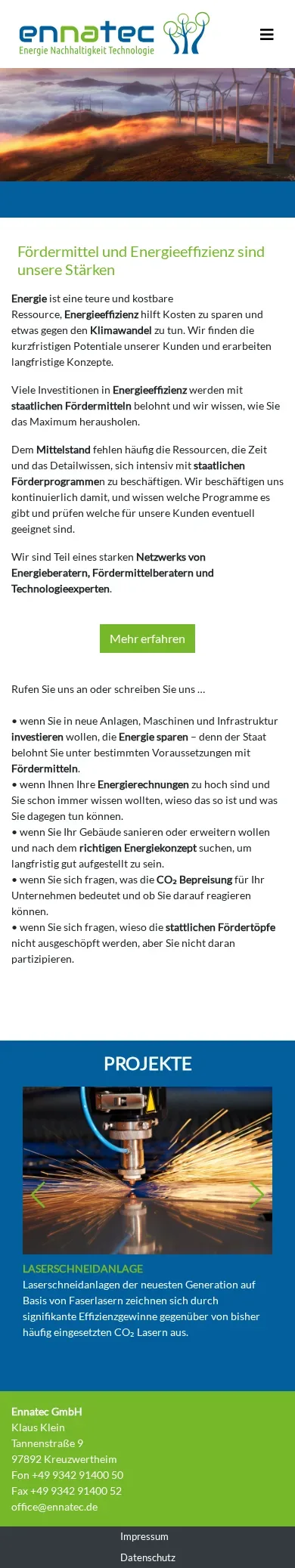ennatec.de – Ansicht Mobil