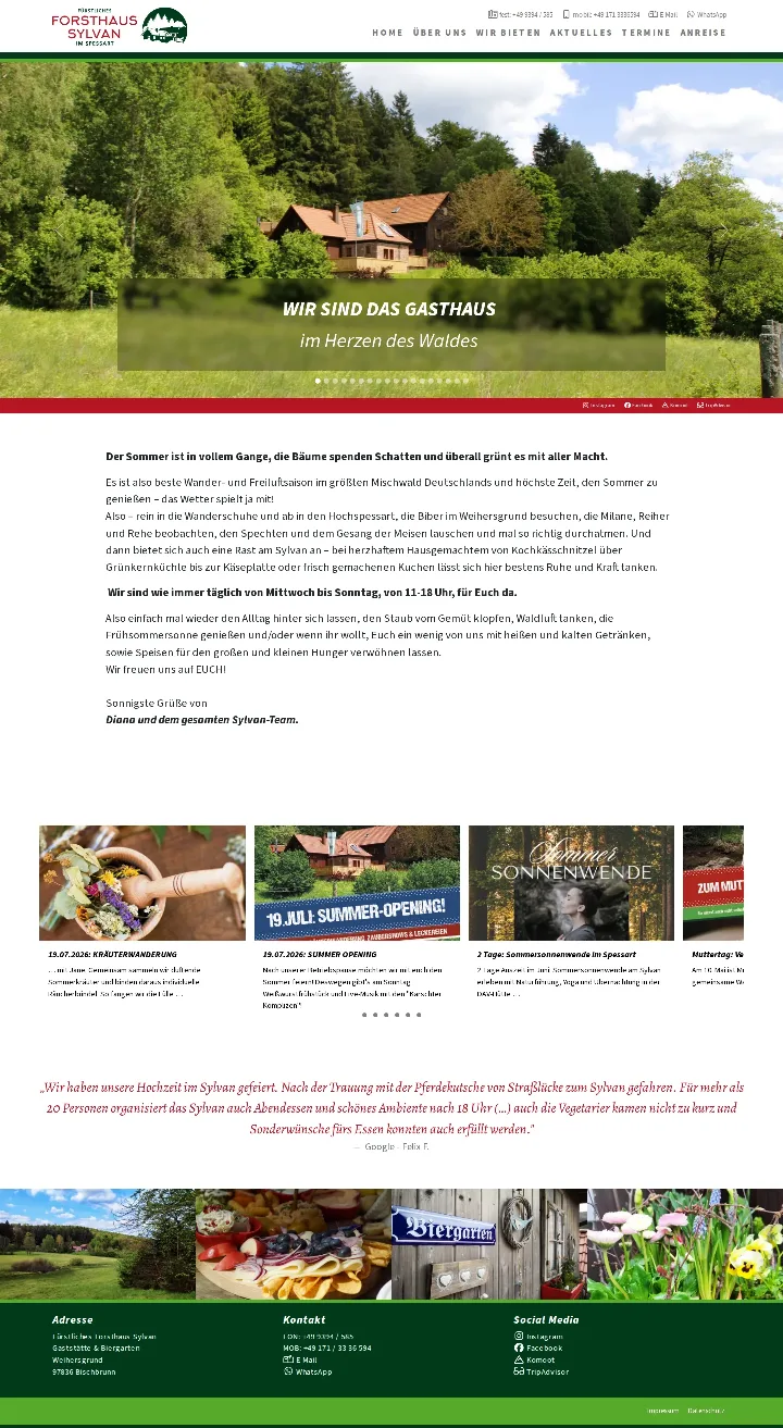 forsthaus-sylvan.de – Ansicht Desktop