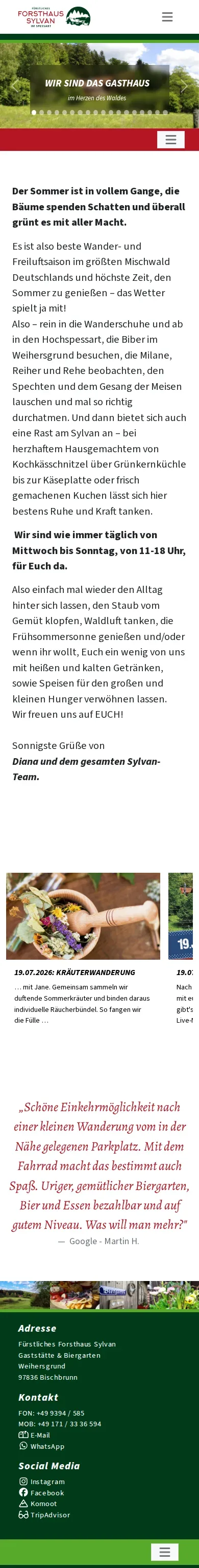 forsthaus-sylvan.de – Ansicht Mobil
