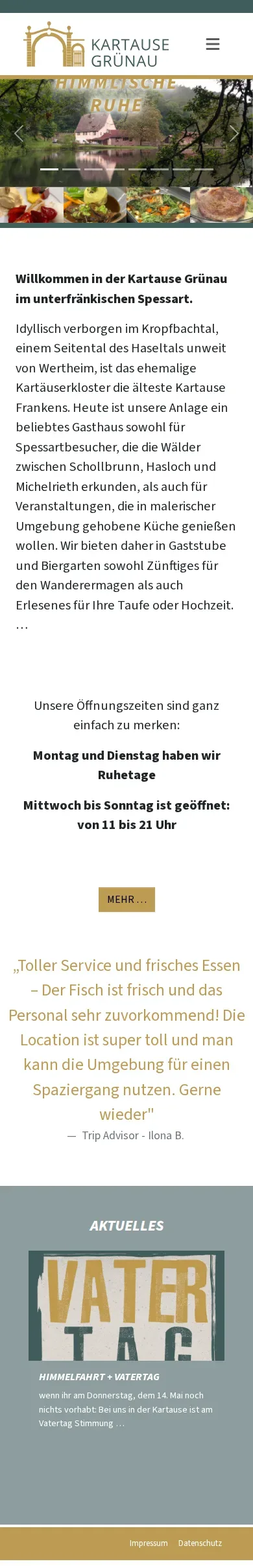 kartausegruenau.de – Ansicht Mobil