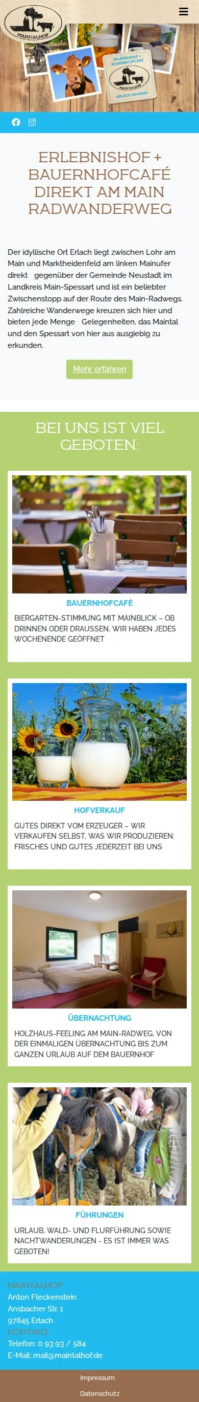 maintalhof.de – Ansicht Mobil