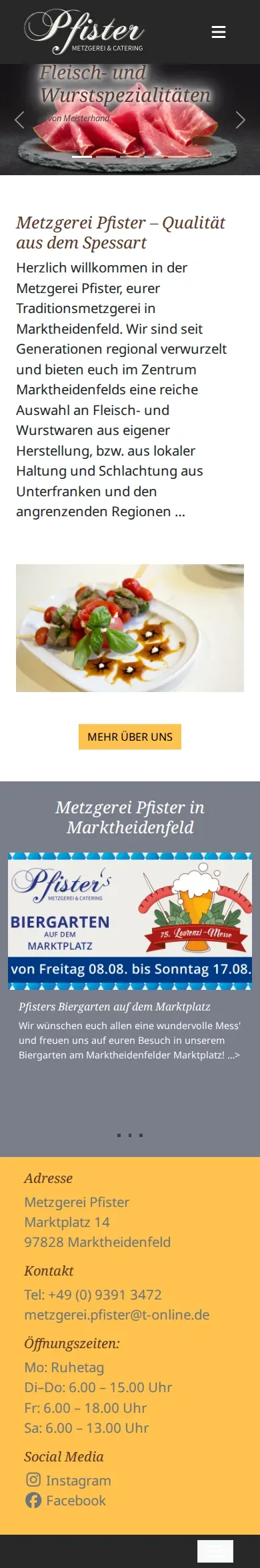 metzgerei-pfister.de – Ansicht Mobil