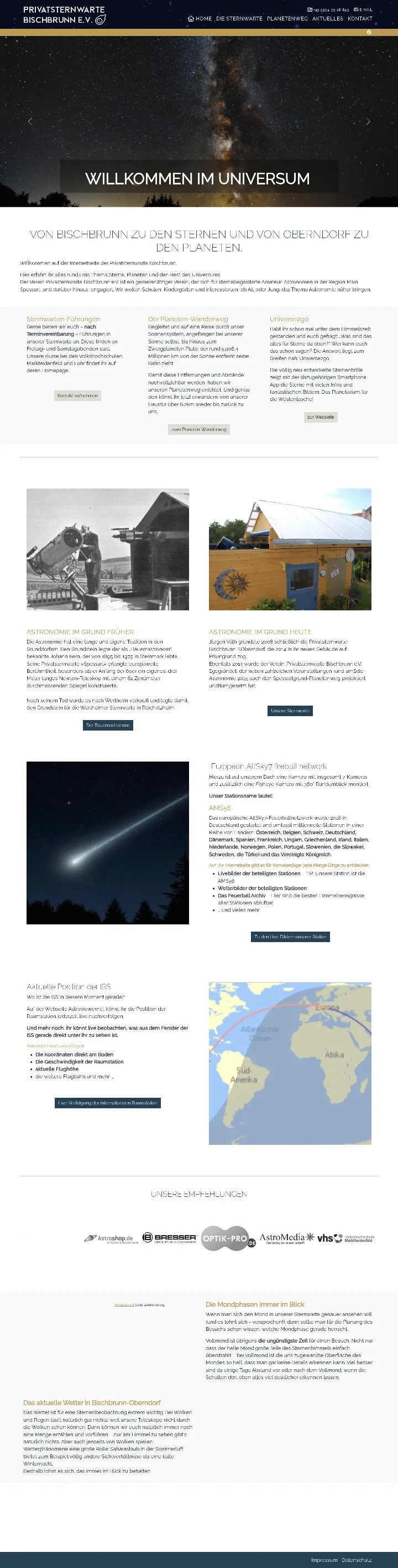 privatsternwarte-bischbrunn.de – Ansicht Desktop