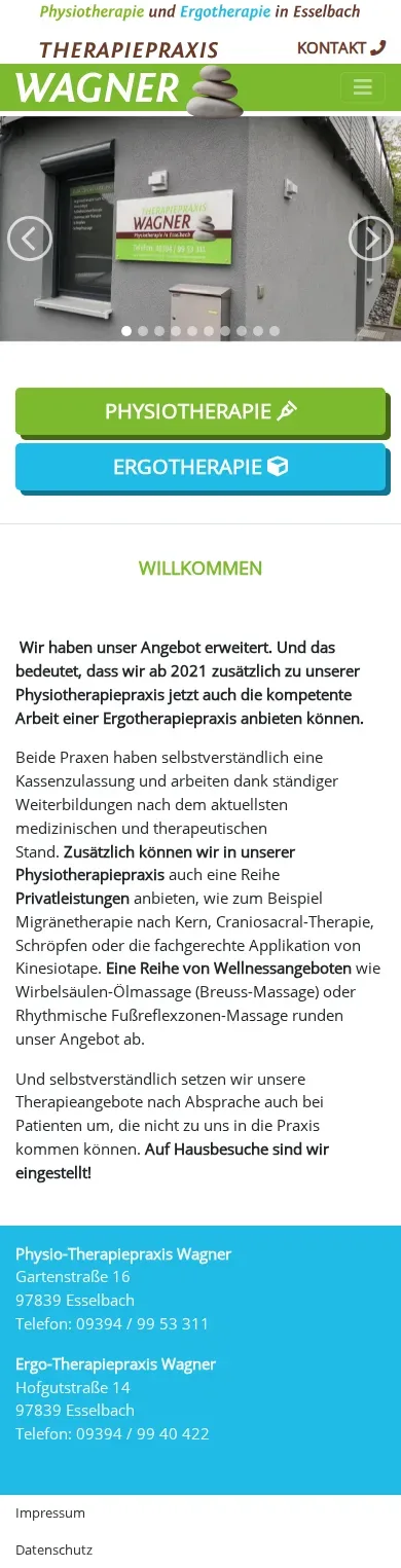 therapiepraxis-wagner.de – Ansicht Mobil