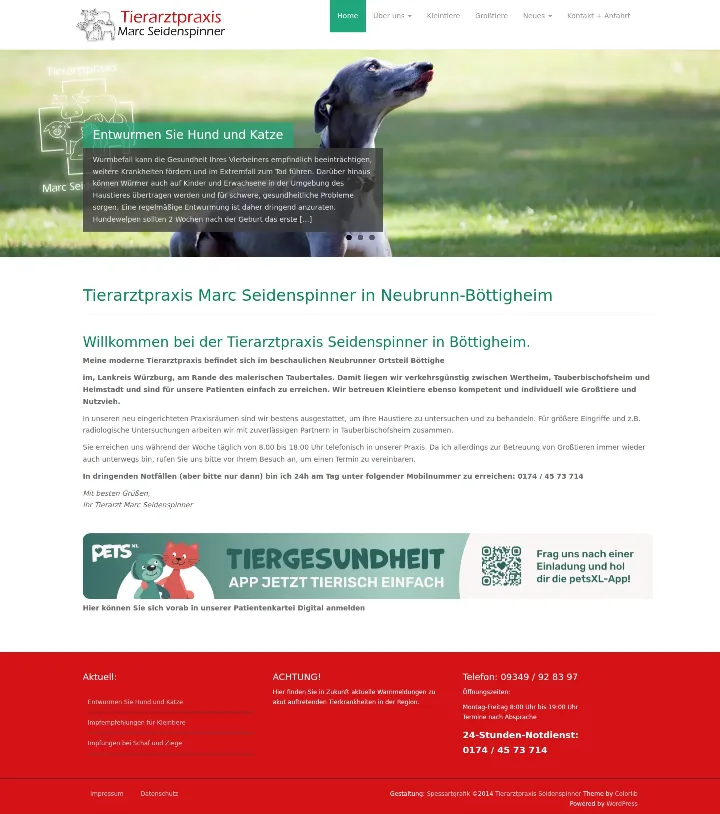 tierarzt-seidenspinner.de – Ansicht Desktop