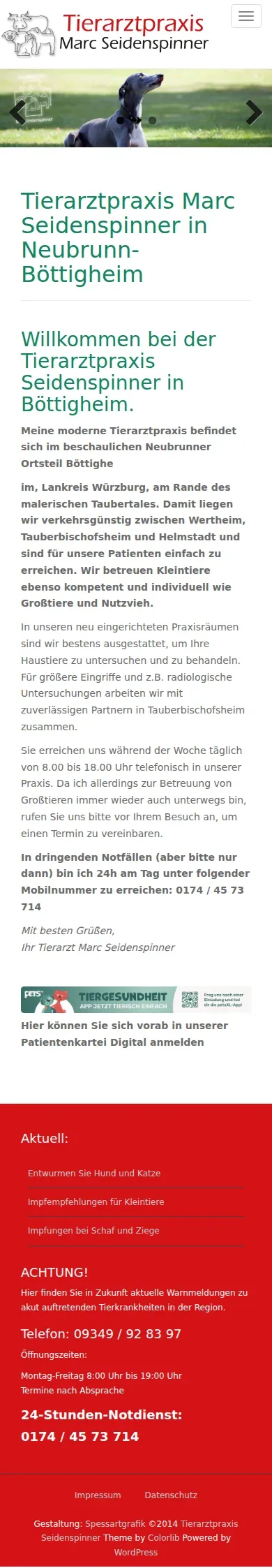 tierarzt-seidenspinner.de – Ansicht Mobil